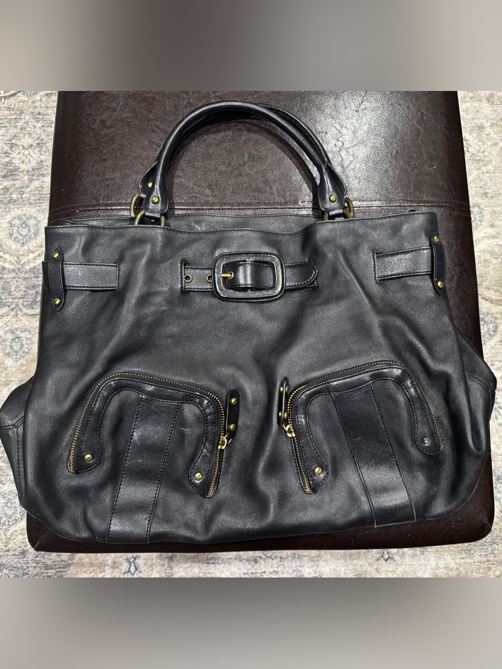 Cole Hasn Black Leather Tote Bag